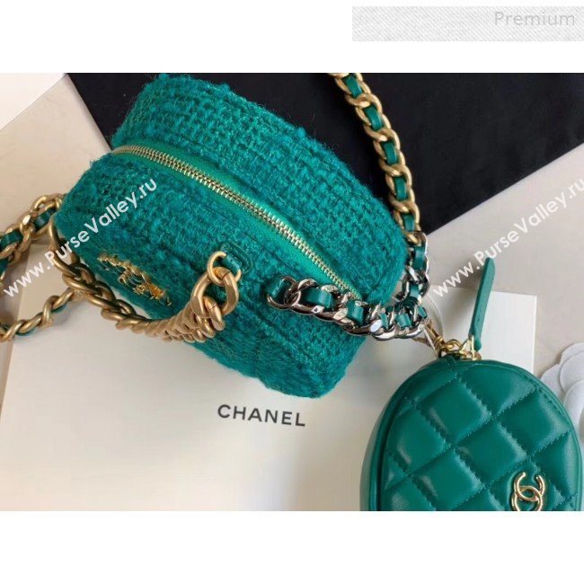 Chanel 19 Tweed Clutch with Chain &amp; Coin Purse AP0986 Green 2019 (XING-0010333)
