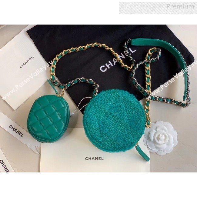 Chanel 19 Tweed Clutch with Chain &amp; Coin Purse AP0986 Green 2019 (XING-0010333)
