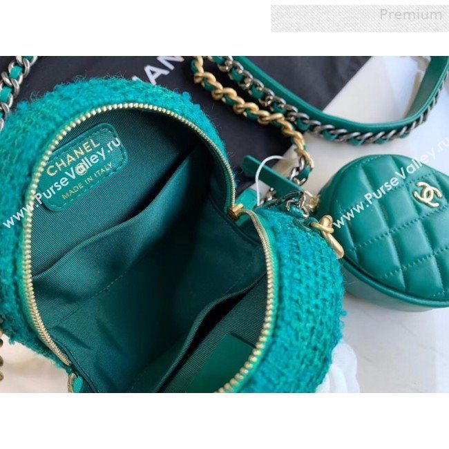 Chanel 19 Tweed Clutch with Chain &amp; Coin Purse AP0986 Green 2019 (XING-0010333)