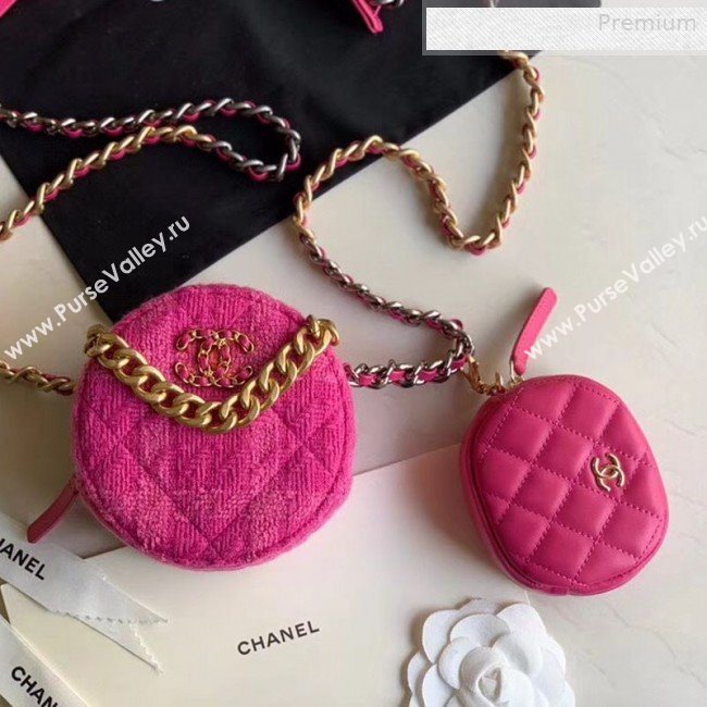 Chanel 19 Tweed Clutch with Chain &amp; Coin Purse AP0986 Pink 2019 (XING-0010334)
