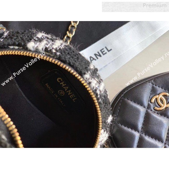 Chanel CC Houndstooth Tweed Clutch with Chain &amp; Coin Purse AP0986 Black/White 2019 (XING-0010337)