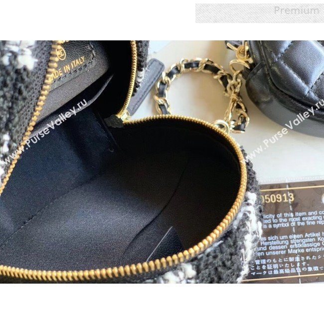 Chanel CC Houndstooth Tweed Clutch with Chain &amp; Coin Purse AP0986 Black/White 2019 (XING-0010337)