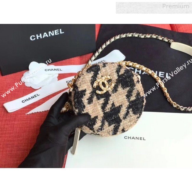 Chanel 19 Houndstooth Tweed Clutch with Chain &amp; Coin Purse AP0986 Beige/Black 2019 (XING-0010335)