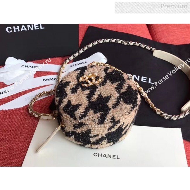 Chanel 19 Houndstooth Tweed Clutch with Chain &amp; Coin Purse AP0986 Beige/Black 2019 (XING-0010335)