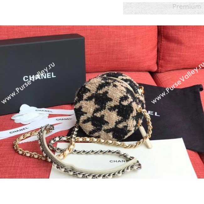 Chanel 19 Houndstooth Tweed Clutch with Chain &amp; Coin Purse AP0986 Beige/Black 2019 (XING-0010335)