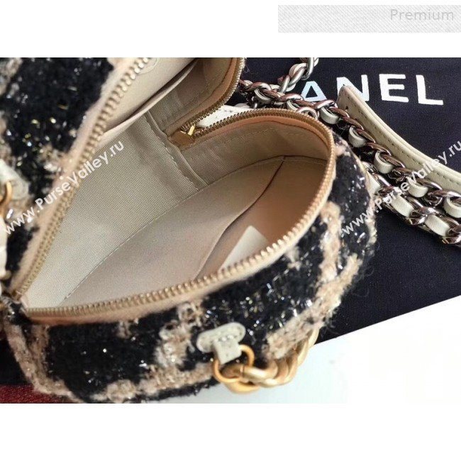 Chanel 19 Houndstooth Tweed Clutch with Chain &amp; Coin Purse AP0986 Beige/Black 2019 (XING-0010335)