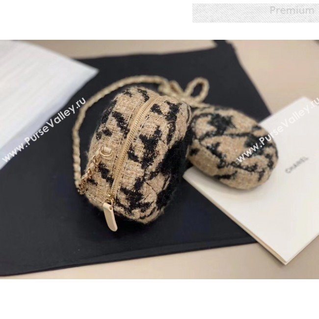 Chanel CC Houndstooth Tweed Clutch with Chain &amp; Coin Purse AP0986 Beige/Black 2019 (XING-0010336)