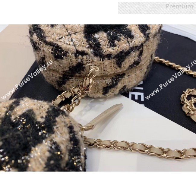 Chanel CC Houndstooth Tweed Clutch with Chain &amp; Coin Purse AP0986 Beige/Black 2019 (XING-0010336)