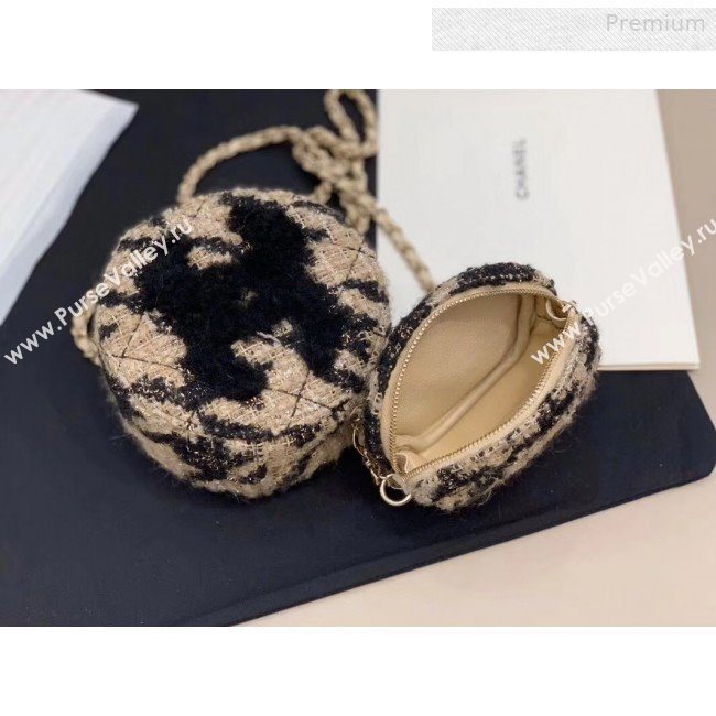 Chanel CC Houndstooth Tweed Clutch with Chain &amp; Coin Purse AP0986 Beige/Black 2019 (XING-0010336)