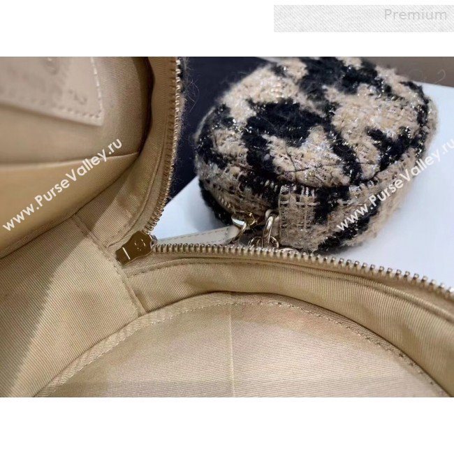 Chanel CC Houndstooth Tweed Clutch with Chain &amp; Coin Purse AP0986 Beige/Black 2019 (XING-0010336)