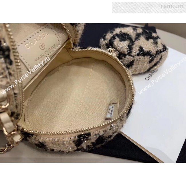 Chanel CC Houndstooth Tweed Clutch with Chain &amp; Coin Purse AP0986 Beige/Black 2019 (XING-0010336)
