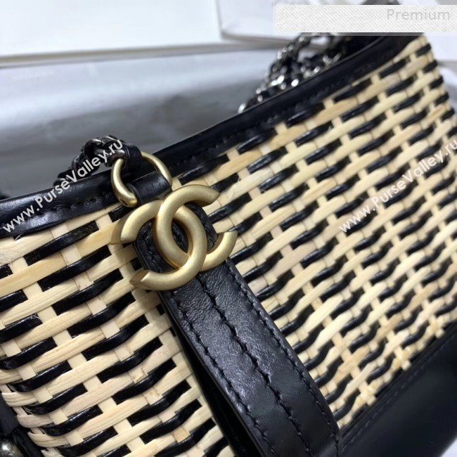 Chanel Rattan Woven GABRIELLE Small Hobo Bag A91810 Black/Beige 2020 (JY-0010344)