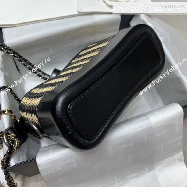 Chanel Rattan Woven GABRIELLE Small Hobo Bag A91810 Black/Beige 2020 (JY-0010344)