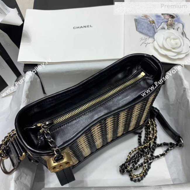 Chanel Rattan Woven GABRIELLE Small Hobo Bag A91810 Black/Beige 2020 (JY-0010344)
