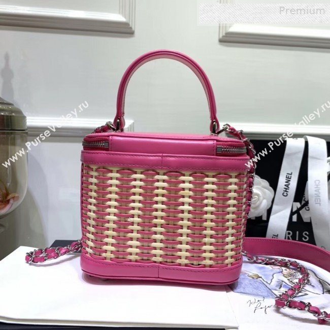 Chanel Rattan Woven Small Vanity Case AS1352 Pink/Beige 2020 (JY-0010338)