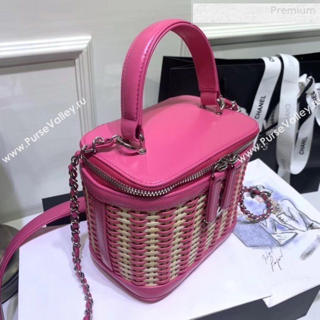 Chanel Rattan Woven Small Vanity Case AS1352 Pink/Beige 2020 (JY-0010338)