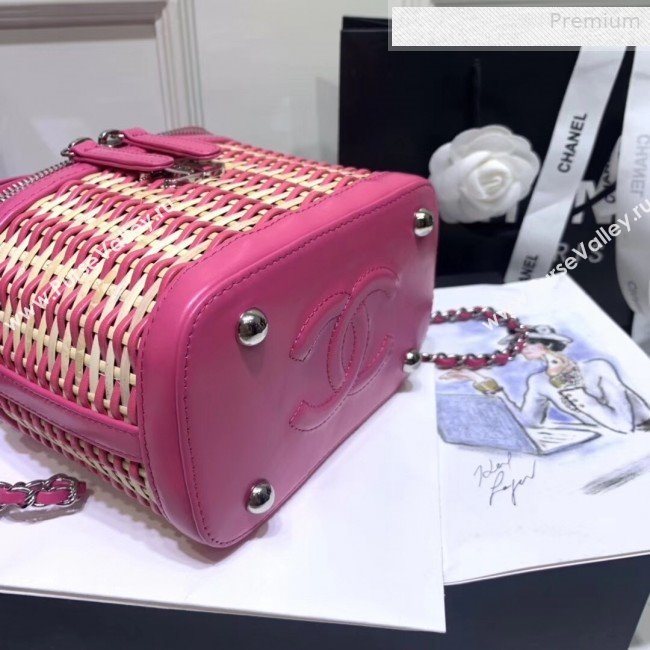 Chanel Rattan Woven Small Vanity Case AS1352 Pink/Beige 2020 (JY-0010338)