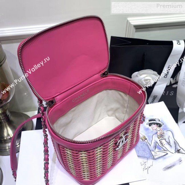 Chanel Rattan Woven Small Vanity Case AS1352 Pink/Beige 2020 (JY-0010338)