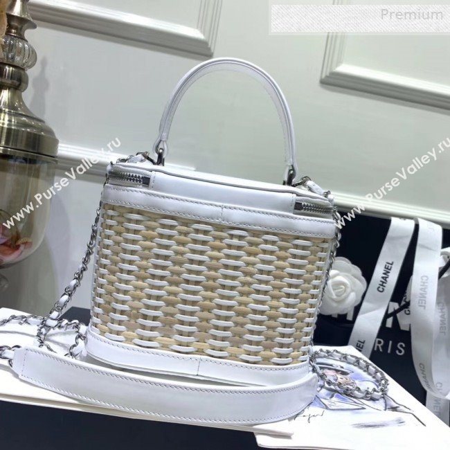 Chanel Rattan Woven Small Vanity Case AS1352 White/Beige 2020 (JY-0010339)