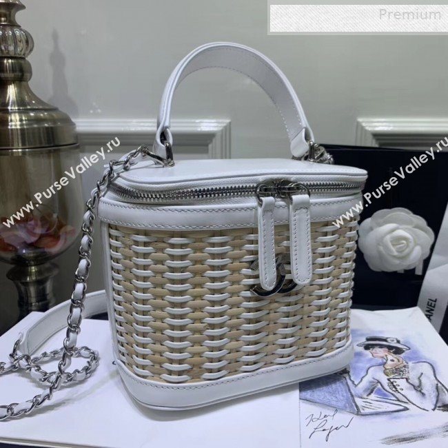Chanel Rattan Woven Small Vanity Case AS1352 White/Beige 2020 (JY-0010339)