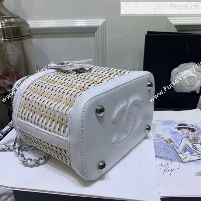 Chanel Rattan Woven Small Vanity Case AS1352 White/Beige 2020 (JY-0010339)