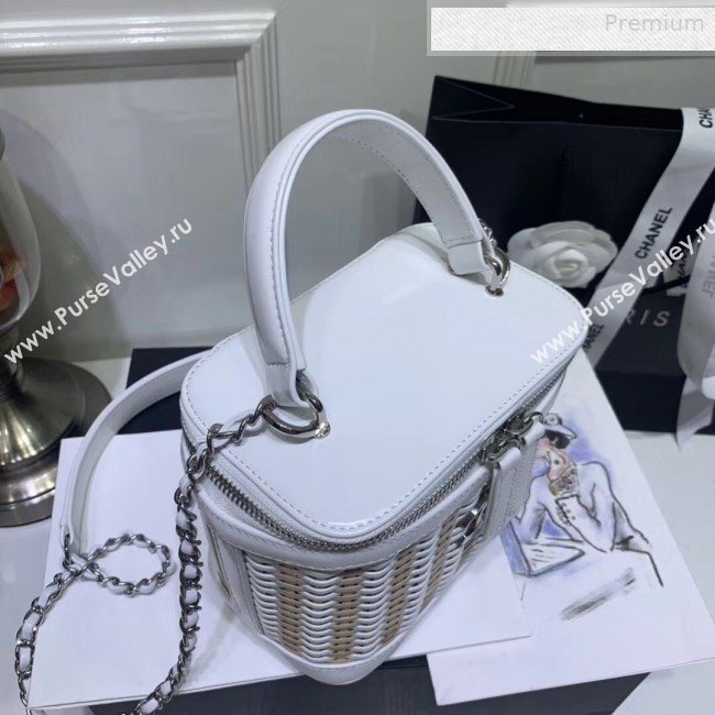 Chanel Rattan Woven Small Vanity Case AS1352 White/Beige 2020 (JY-0010339)