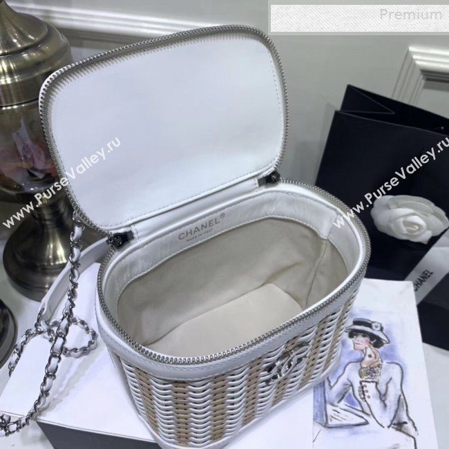 Chanel Rattan Woven Small Vanity Case AS1352 White/Beige 2020 (JY-0010339)