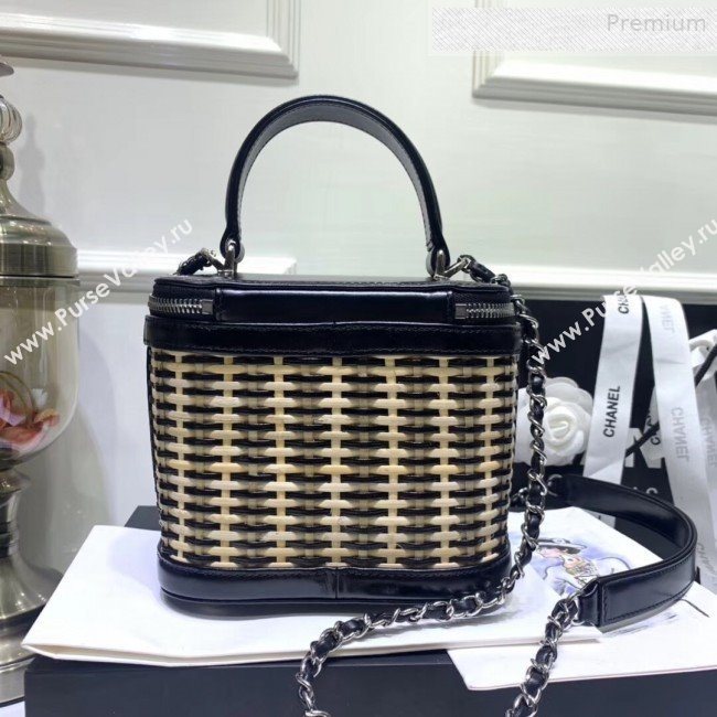 Chanel Rattan Woven Small Vanity Case AS1352 Black/Beige 2020 (JY-0010340)
