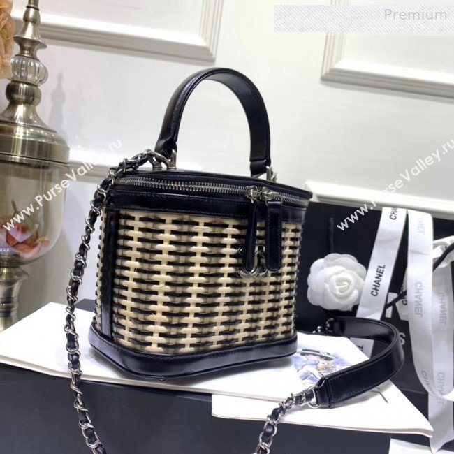 Chanel Rattan Woven Small Vanity Case AS1352 Black/Beige 2020 (JY-0010340)