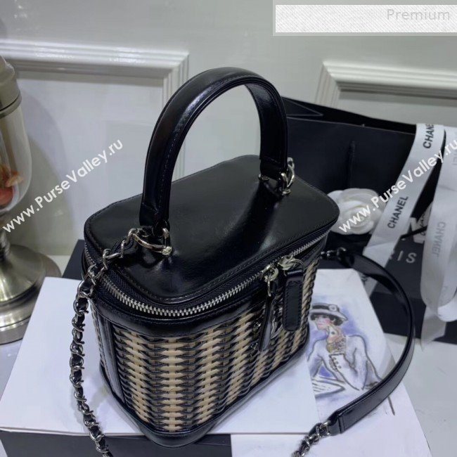Chanel Rattan Woven Small Vanity Case AS1352 Black/Beige 2020 (JY-0010340)