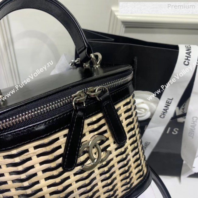 Chanel Rattan Woven Small Vanity Case AS1352 Black/Beige 2020 (JY-0010340)