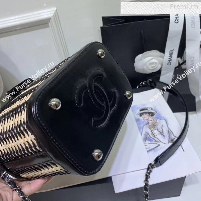 Chanel Rattan Woven Small Vanity Case AS1352 Black/Beige 2020 (JY-0010340)