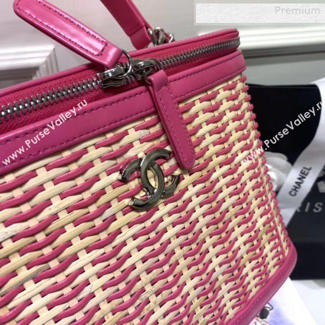 Chanel Rattan Woven Medium Vanity Case AS1347 Pink/Beige 2020 (JY-0010341)