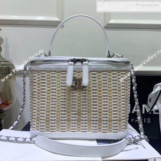 Chanel Rattan Woven Medium Vanity Case AS1347 White/Beige 2020 (JY-0010342)