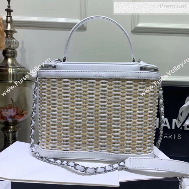 Chanel Rattan Woven Medium Vanity Case AS1347 White/Beige 2020 (JY-0010342)