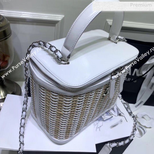 Chanel Rattan Woven Medium Vanity Case AS1347 White/Beige 2020 (JY-0010342)