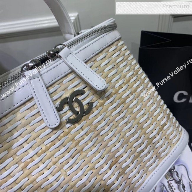 Chanel Rattan Woven Medium Vanity Case AS1347 White/Beige 2020 (JY-0010342)