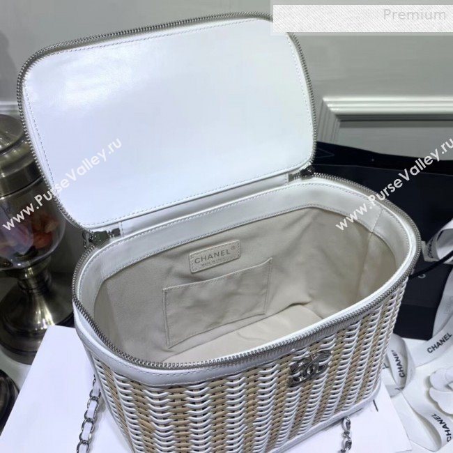 Chanel Rattan Woven Medium Vanity Case AS1347 White/Beige 2020 (JY-0010342)