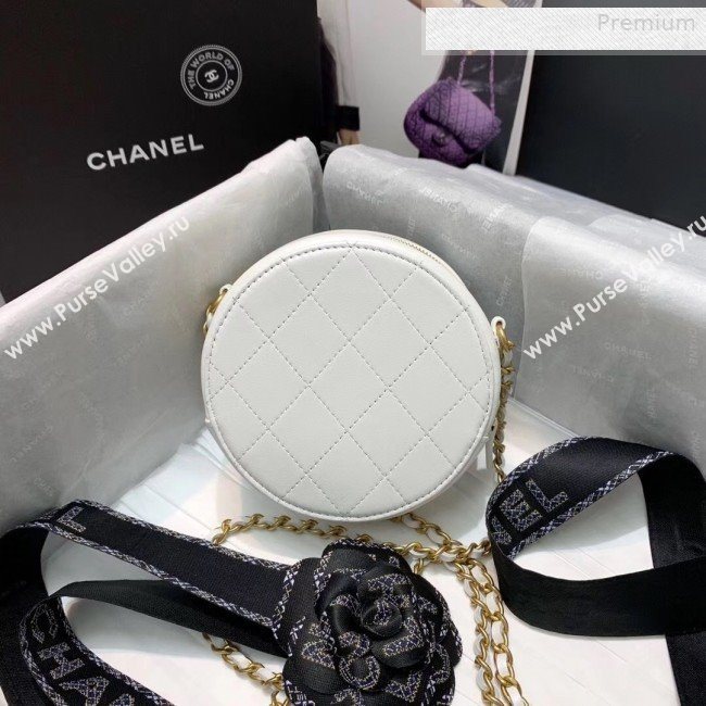 Chanel Quilted Leather Pearl Round Clutch with Chain White 2019 (KS-0010345)