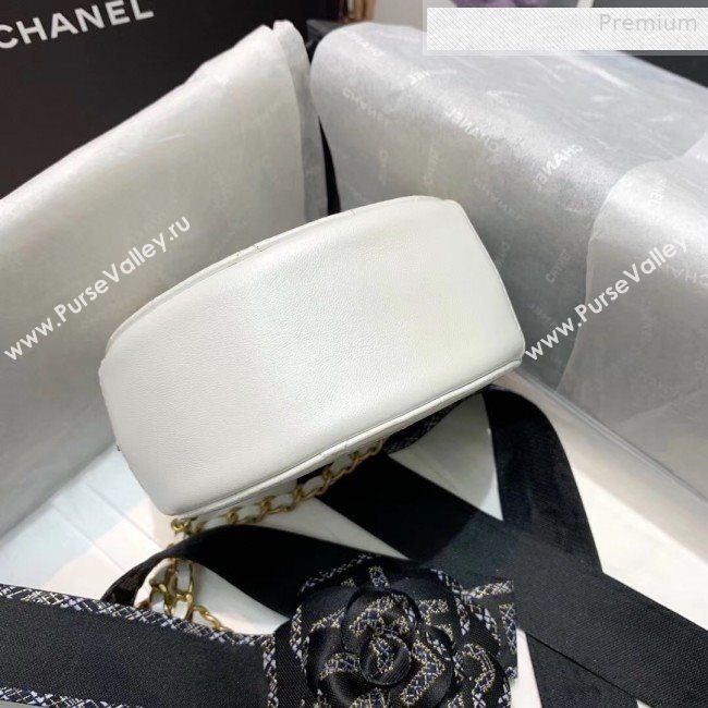 Chanel Quilted Leather Pearl Round Clutch with Chain White 2019 (KS-0010345)