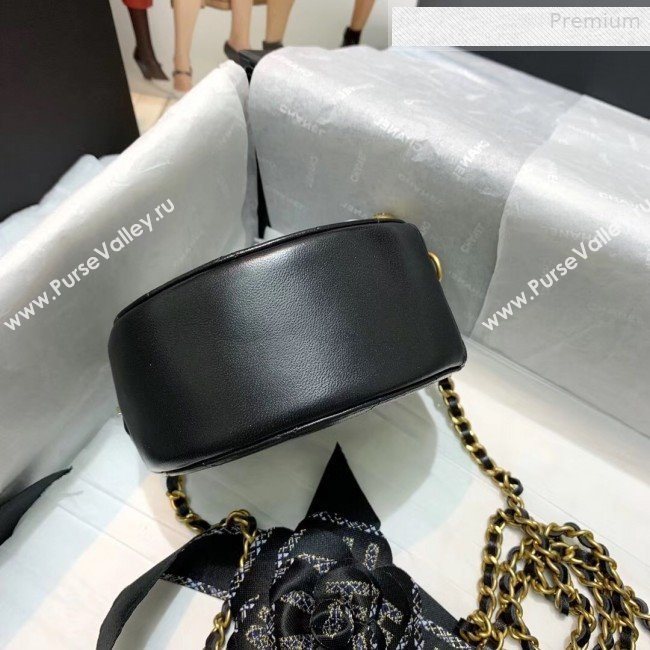 Chanel Quilted Leather Pearl Round Clutch with Chain Black 2019 (KS-0010346)