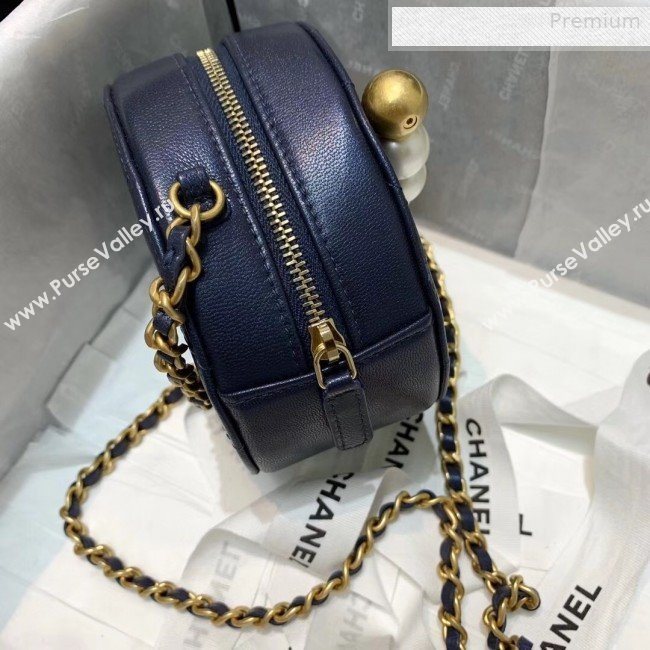 Chanel Quilted Leather Pearl Round Clutch with Chain Blue 2019 (KS-0010347)