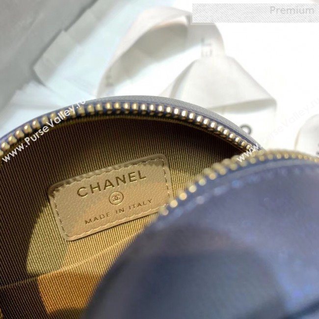 Chanel Quilted Leather Pearl Round Clutch with Chain Blue 2019 (KS-0010347)