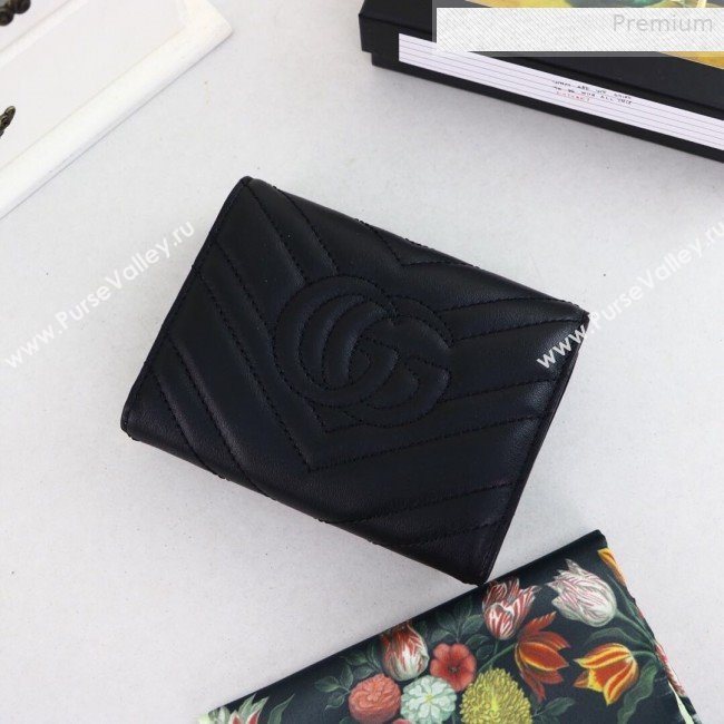 Gucci GG Marmont Matelassé Small Wallet 474802 Black 2019 (DLH-0010412)