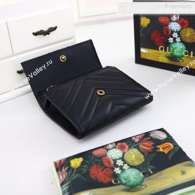 Gucci GG Marmont Matelassé Small Wallet 474802 Black 2019 (DLH-0010412)