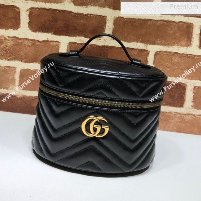Gucci GG Marmont Leather Small Cosmetic Case 611004 Black 2019 (DLH-0010419)