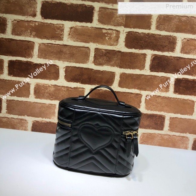 Gucci GG Marmont Leather Small Cosmetic Case 611004 Black 2019 (DLH-0010419)