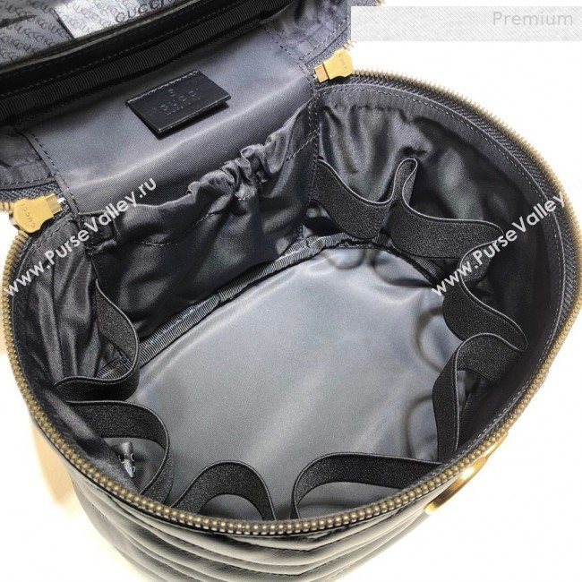 Gucci GG Marmont Leather Small Cosmetic Case 611004 Black 2019 (DLH-0010419)