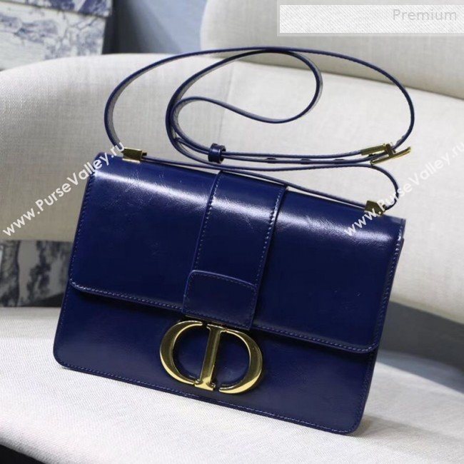 Dior 30 Montaigne Vintage Waxed Leather Flap Bag Midnight Blue 2019 (XXG-0010428)