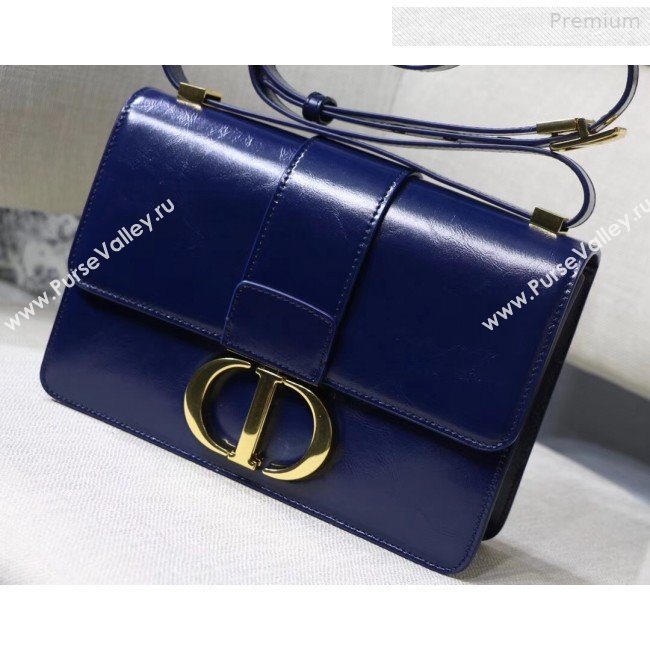 Dior 30 Montaigne Vintage Waxed Leather Flap Bag Midnight Blue 2019 (XXG-0010428)
